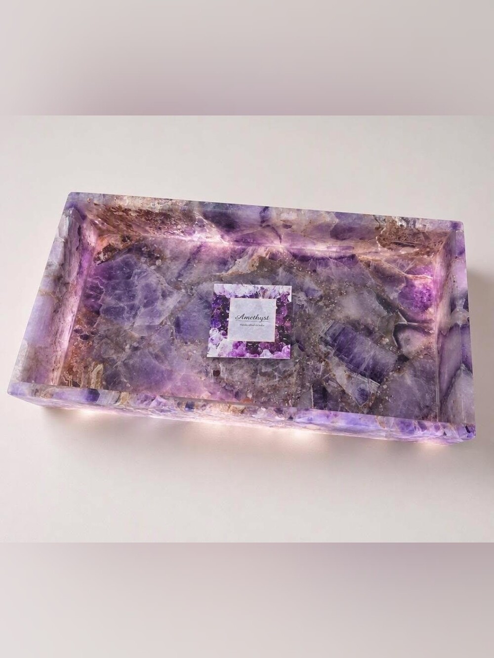 Amethyst Decorative Tray - Purple Home Accent 12×6